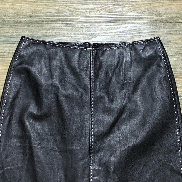INC Black Leather White Contrast Pencil Skirt 8 - Picture 2 of 7